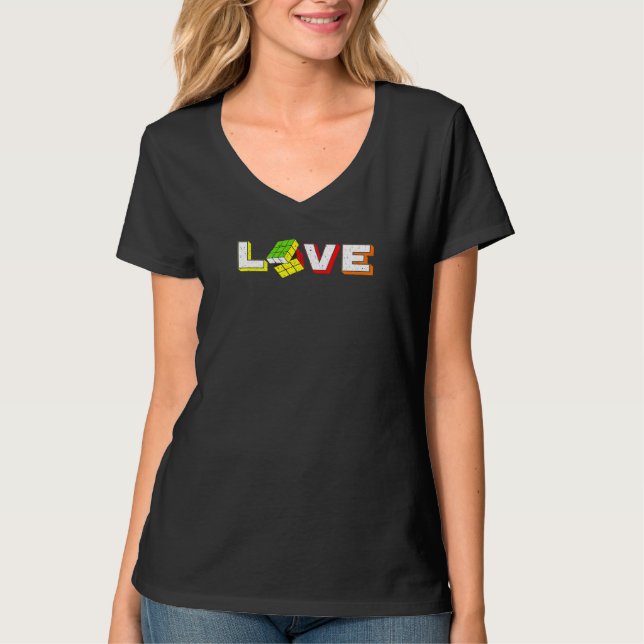 Camiseta Quebra-cabeça Competitivo Cube Velocidade do Amor  (Frente)