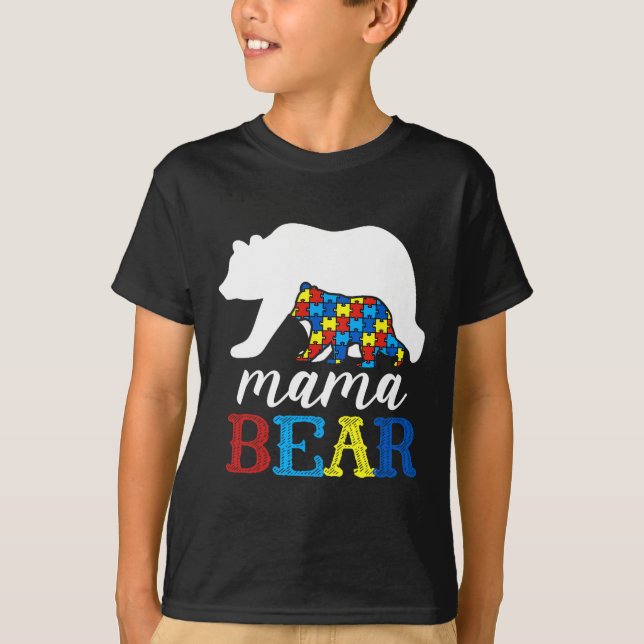 Camiseta Quebra-cabeça Conscientização do Autismo da Mamãe  (Frente)