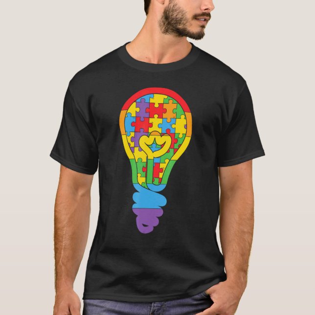 Camiseta Quebra-cabeça da Lâmpada do Autismo (Frente)