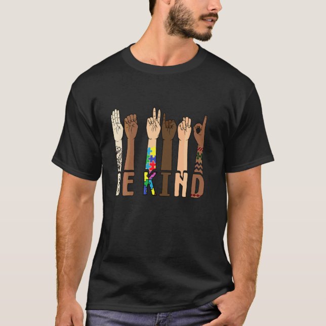 Camiseta Quebra-cabeça da Linguagem de Sinais da Mão Seja G (Frente)