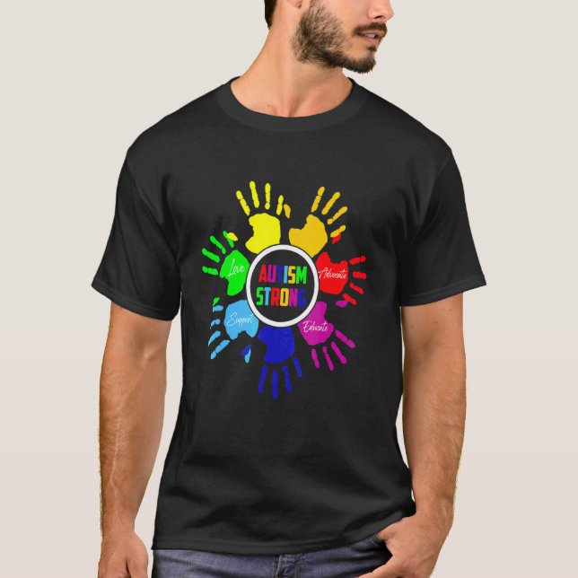 Camiseta Quebra-cabeça da Mão em Língua de Sinais Apoio à C (Frente)