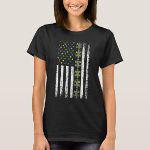 Camiseta Quebra-cabeça de bandeira americana consciência do