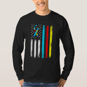Camiseta Quebra-cabeça de Bandeira Americana Piece Ribbon L