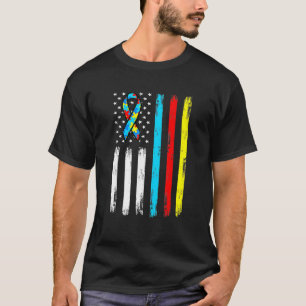 Camiseta Quebra-cabeça de Bandeira Americana Piece Ribbon L