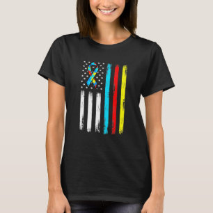 Camiseta Quebra-cabeça de Bandeira Americana Piece Ribbon L
