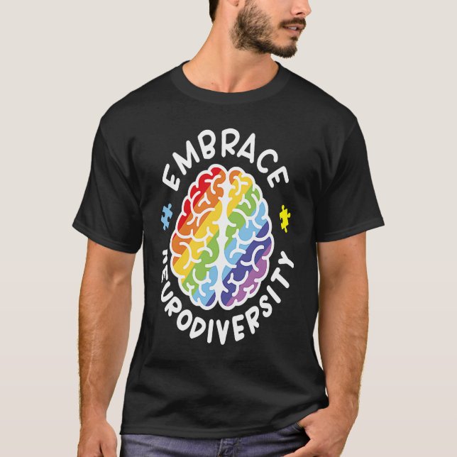 Camiseta Quebra-cabeça de cérebro Peça Autismo Consciência  (Frente)