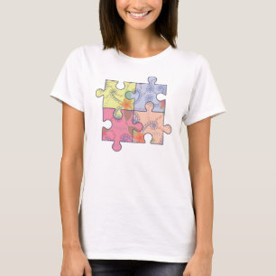 Camiseta Quebra-cabeça de Cima do Círculo Flor Bella+Canvas