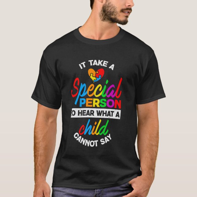 Camiseta Quebra-cabeça de Consciência do Autismo Pessoa Esp (Frente)