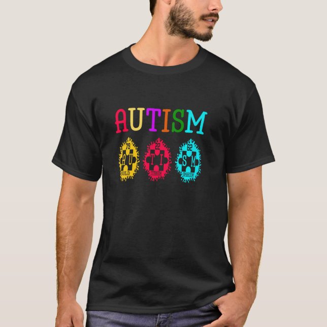 Camiseta Quebra-cabeça de Conscientização do Autismo Tabela (Frente)