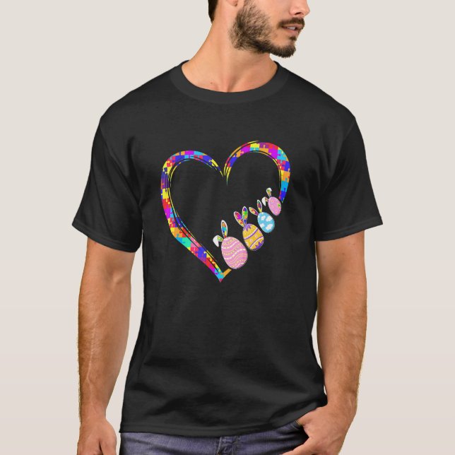 Camiseta Quebra-cabeça de Coração de Conscientização do Aut (Frente)
