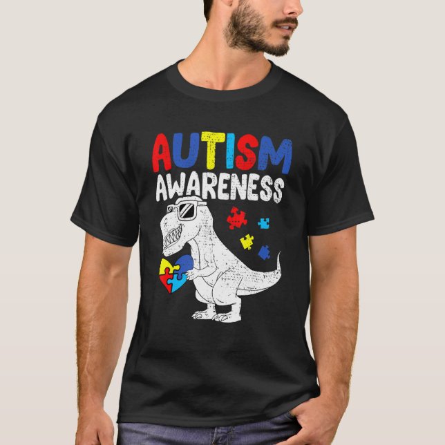 Camiseta Quebra-cabeça de Coração de Conscientização do Aut (Frente)