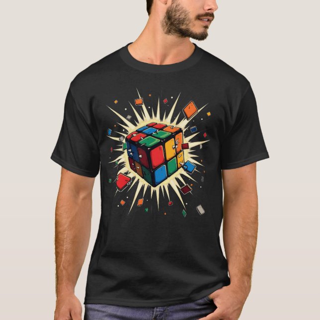 Camiseta Quebra-cabeça de Corte de Velocidade do Cubo Explo (Frente)