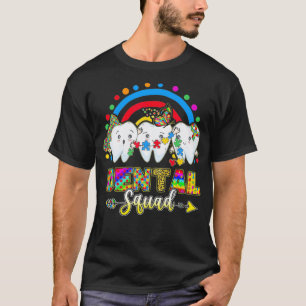 Camiseta Quebra-cabeça de Dente Autismo Dia Dental Esquadr