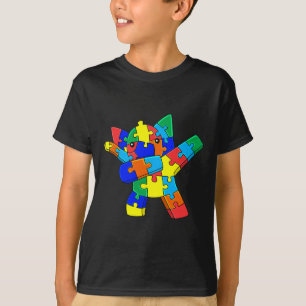 Camiseta Quebra-cabeça de Elefante Batido Peças Autism Dab