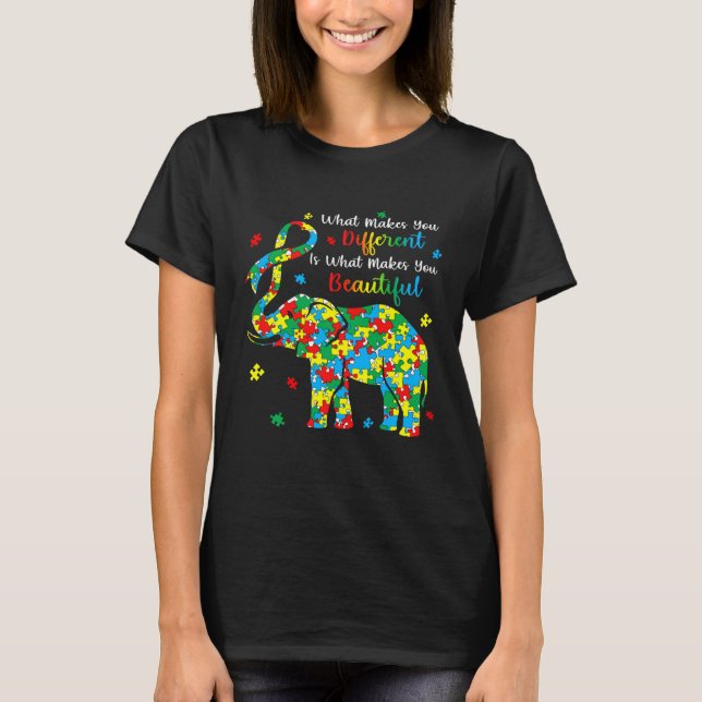 Camiseta Quebra-cabeça de Elefante O Que Te Torna Diferente (Frente)