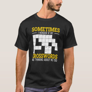 Camiseta Quebra-cabeça de Espada Cruzada Às Vezes, pergunto