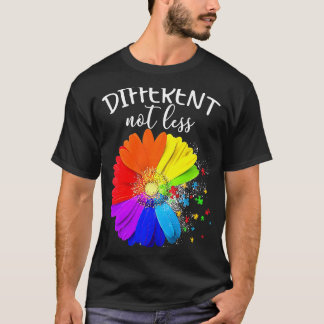 Camiseta Quebra-cabeça de Flor Diferente Não Menos Autismo 