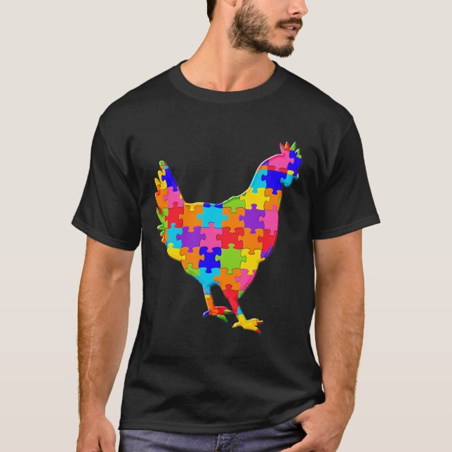 Camiseta Quebra-cabeça de Galinha Hen Jigsee Autism (Frente)