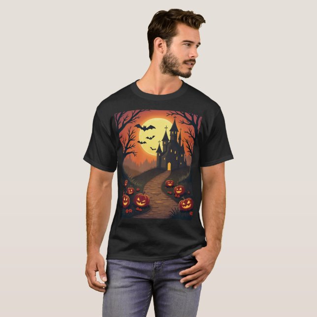 Camiseta Quebra-cabeça de Halloween (Frente Completa)