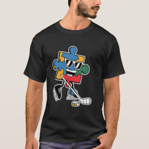 Camiseta Quebra-cabeça de hóquei no gelo Conscientização so