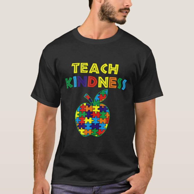 Camiseta Quebra-cabeça de Maçã Gentileza-Autismo Presente E (Frente)
