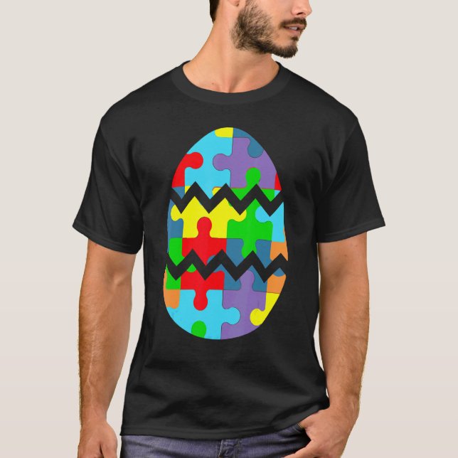 Camiseta Quebra-cabeça de Ovo de Páscoa Fofo de Conscientiz (Frente)