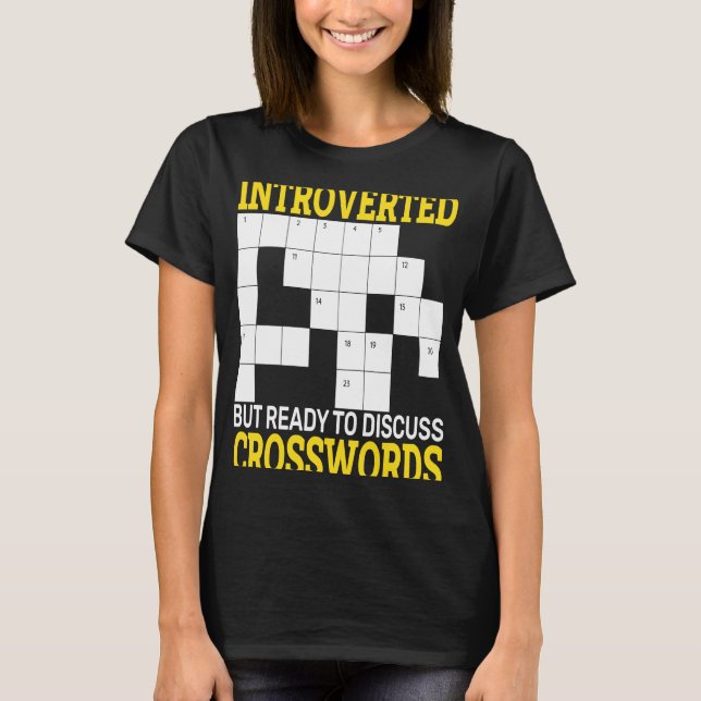 Camiseta quebra-cabeça de palavras cruzadas Apresentado mas (Frente)