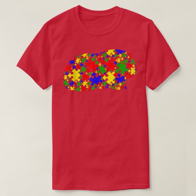 Camiseta Quebra-cabeça de porco engraçado da Guiné (Frente do Design)
