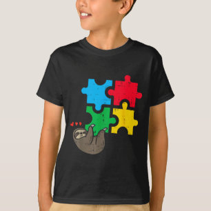Camiseta Quebra-cabeça de Preguiça Fofo Conscientização sob