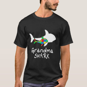 Camiseta Quebra-cabeça de Tubarão Vovó Peça Legal Autismo S
