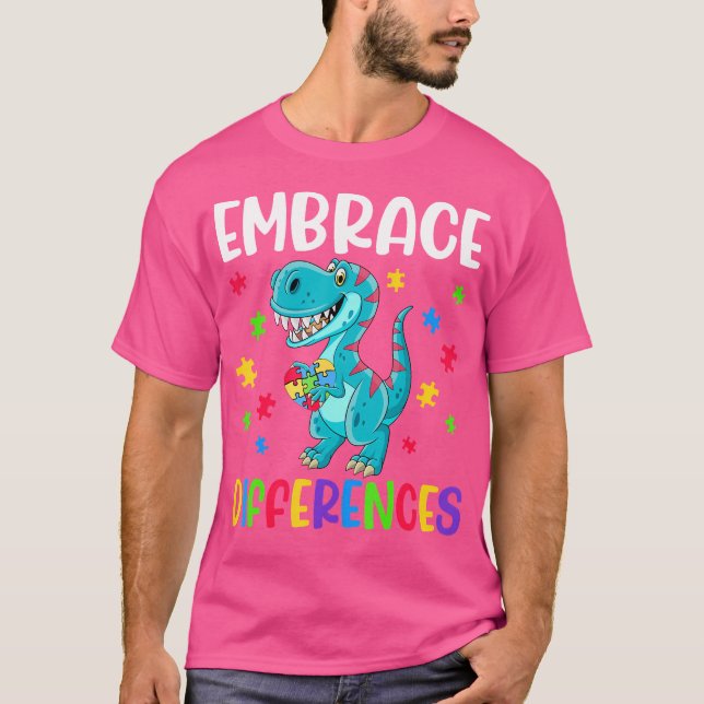 Camiseta Quebra-cabeça Dinossauro Piece Autismo Mês De Cons (Frente)
