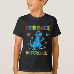 Camiseta Quebra-cabeça Dinossauro T-rex Abrace Diferenças A