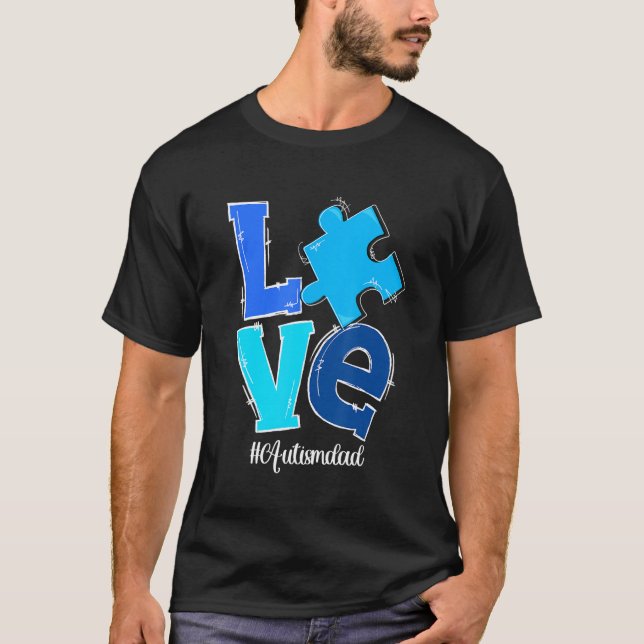 Camiseta QUEBRA-CABEÇA do AMOR Piece Autismo Pai Autismo Se (Frente)