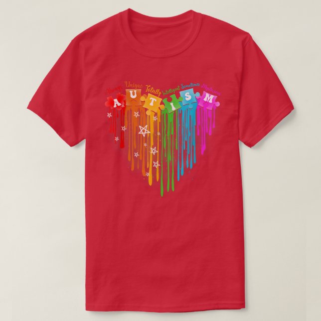 Camiseta Quebra-cabeça do Arco-Íris Autismo Consciência Mês (Frente do Design)