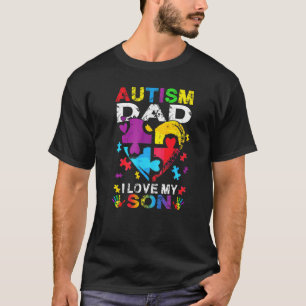 Camiseta Quebra-cabeça do Coração Autismo Pai Eu Amo Meu Fi