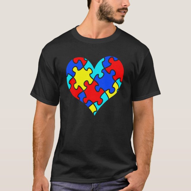Camiseta Quebra-cabeça do Coração - Consciência do Autismo (Frente)