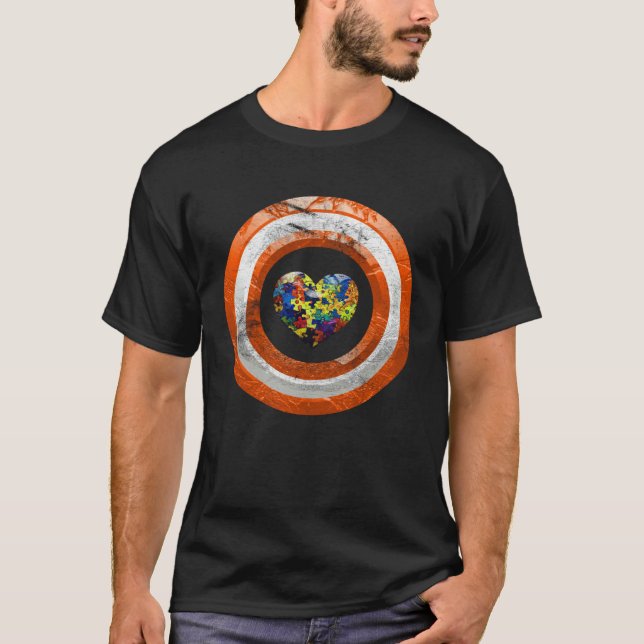 Camiseta Quebra-cabeça do Coração da Diversidade Autista Co (Frente)