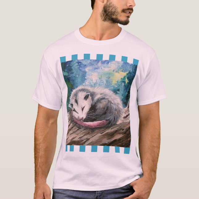 Camiseta quebra-cabeça do gambá dormindo (Frente)