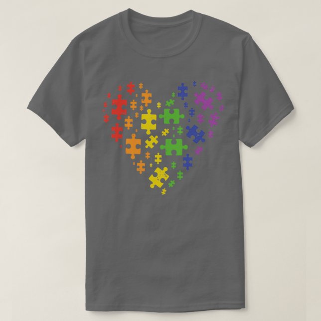 Camiseta Quebra-cabeça do LGBT - Gay de Consciência do Auti (Frente do Design)