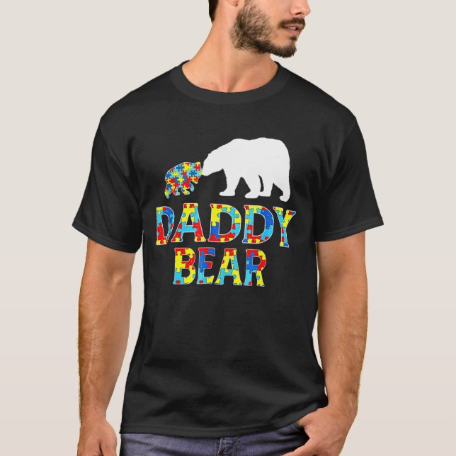 Camiseta Quebra-cabeça do Urso Papai de Conscientização do  (Frente)