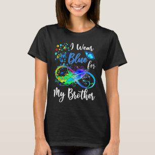 Camiseta Quebra-cabeça Eu Uso Azul Pelo Meu Irmão Conscient
