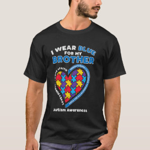 Camiseta Quebra-cabeça Eu Uso Azul Pelo Meu Irmão Conscient