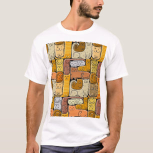 Camiseta Quebra-cabeça Funny Cats House Sem Olhos