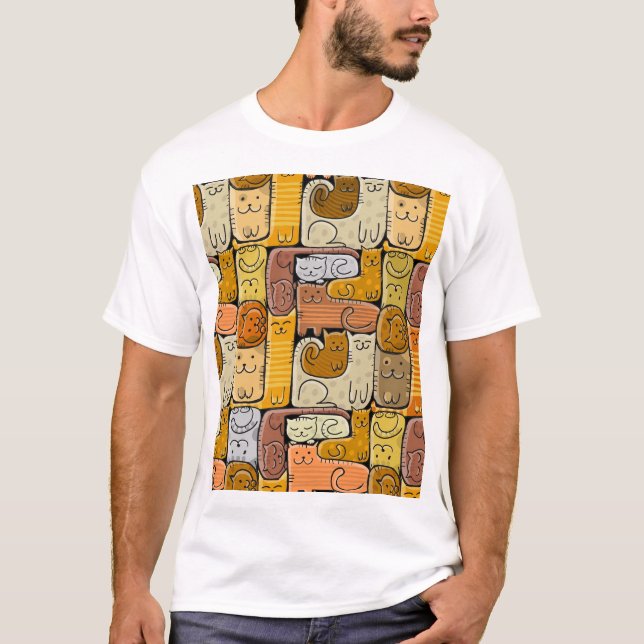 Camiseta Quebra-cabeça Funny Cats House Sem Olhos (Frente)