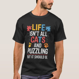 Camiseta Quebra-cabeça Gatos Divertidos Puzzler