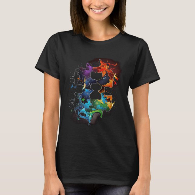 Camiseta Quebra-cabeça Gráfico para Homens Meninas (Frente)