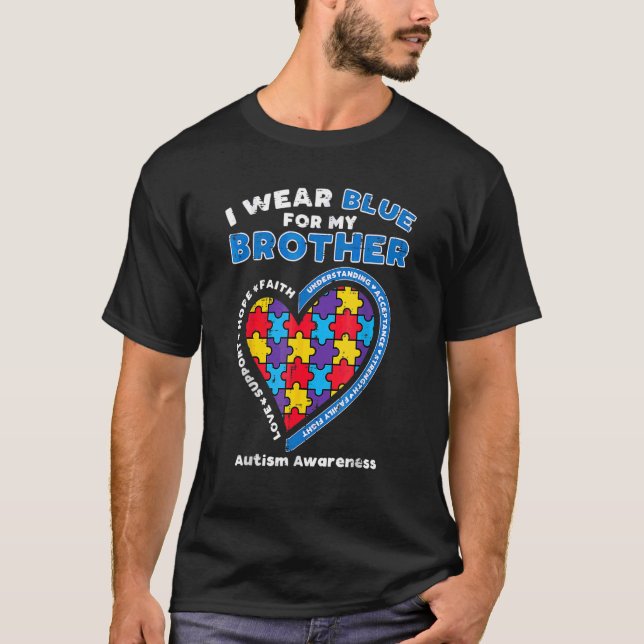 Camiseta Quebra-cabeça I Visto Azul Para Minha Consciência  (Frente)