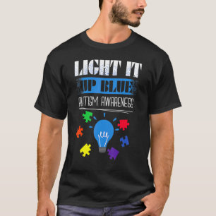 Camiseta Quebra-Cabeça Ilumine de Azul Mês de Conscientizaç