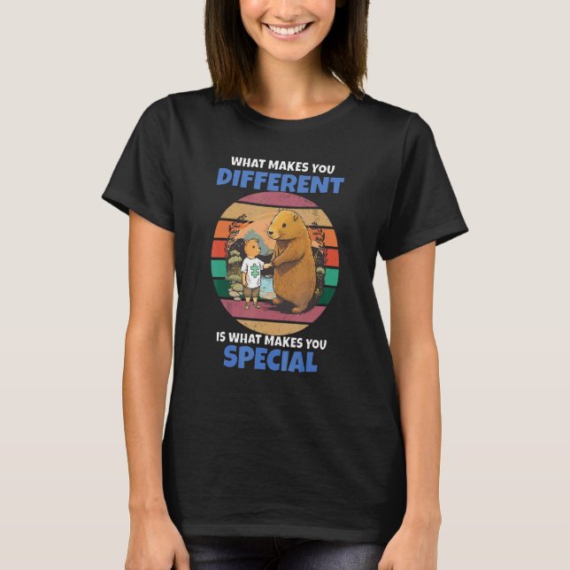 Camiseta Quebra-cabeça Mãe e Filho Capivara Conscientização (Frente)