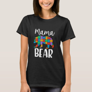 Camiseta Quebra-cabeça Mamãe Urso Conscientização do Autism